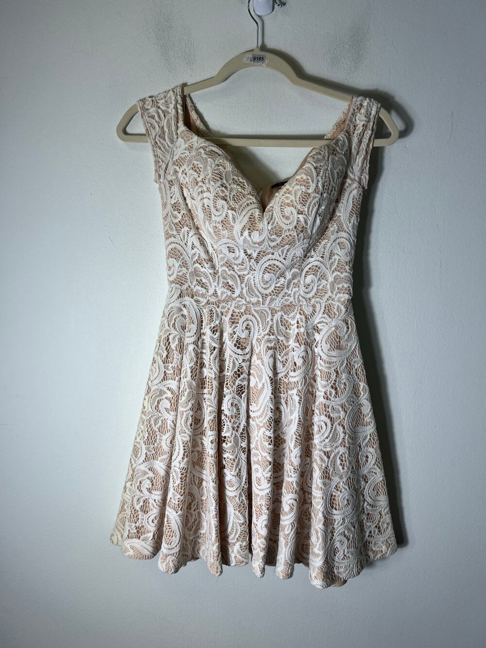 B Darlin White Lace Off The Shoulder Mini Dress Fits like a size 0/2